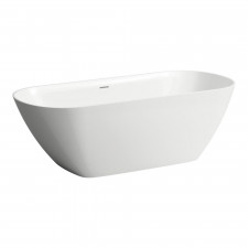 Laufen Lua wanna wolnostojąca 170x75 cm z zintegrowanym przelewem, korek klik-klak chrom w komplecie, biała - 901347_O1